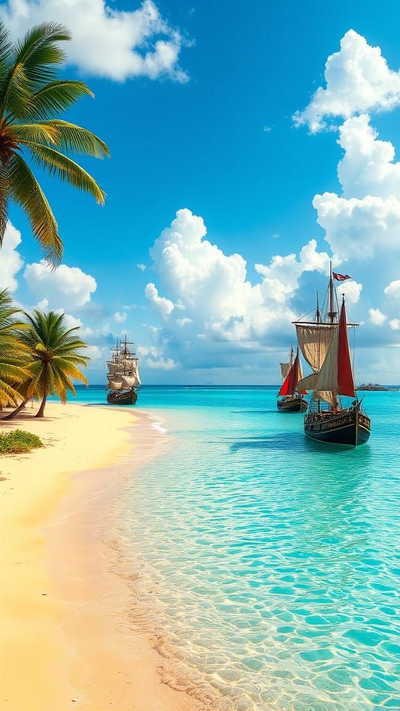 Idyllic Tropical Bay in Soft Luminist Style