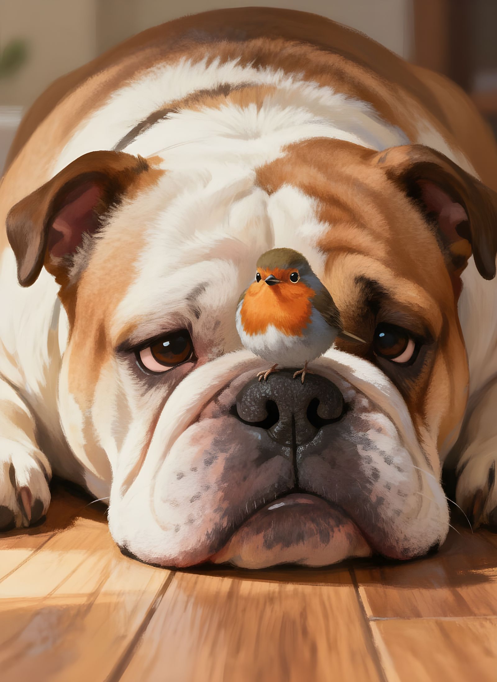 Robin Resting with Friend in Edward Hopper Style