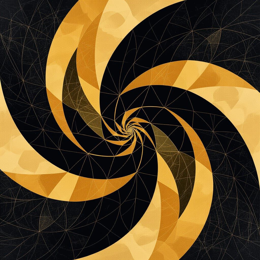 Opulent Gold and Black Abstract Forms