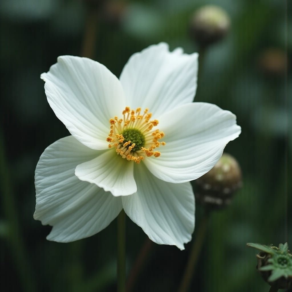 Delicate Translucent Autumn Anemone Blossom