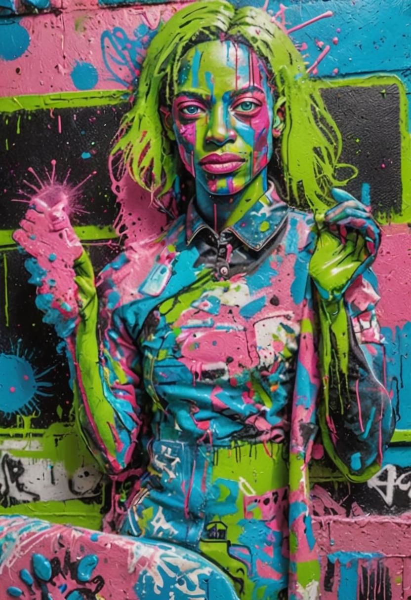 Surreal Graffiti Portrait in Basquiat Style