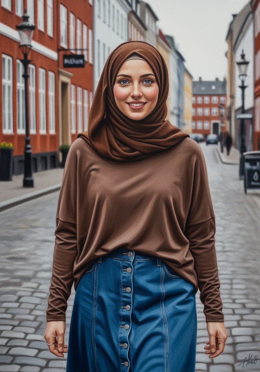 Danish Woman Portrait in Copenhagen, Oil Painting