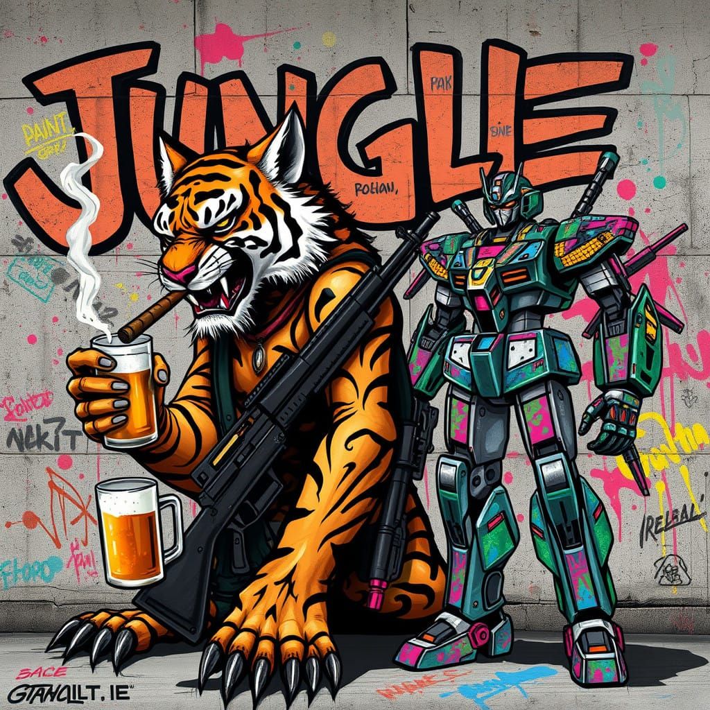 Rebellious Mutant Tiger Smokes Cigar, Wields Kalashnikov, am...