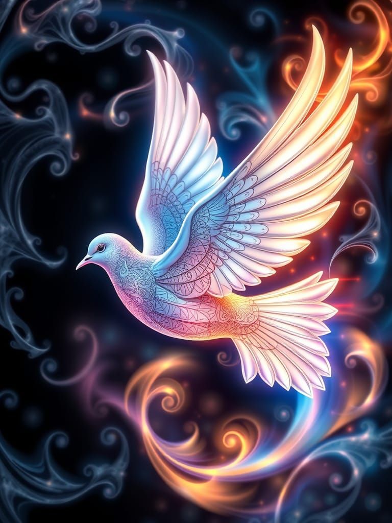 Spirit of God Descends in Iridescent Dove Form
