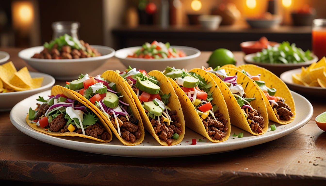 Gourmet Taco Feast on Modern Dining Table