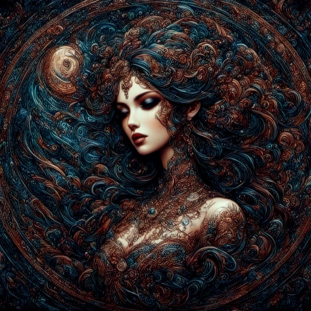 Art Deco Nouveau Doll in Dark Whimsy Style