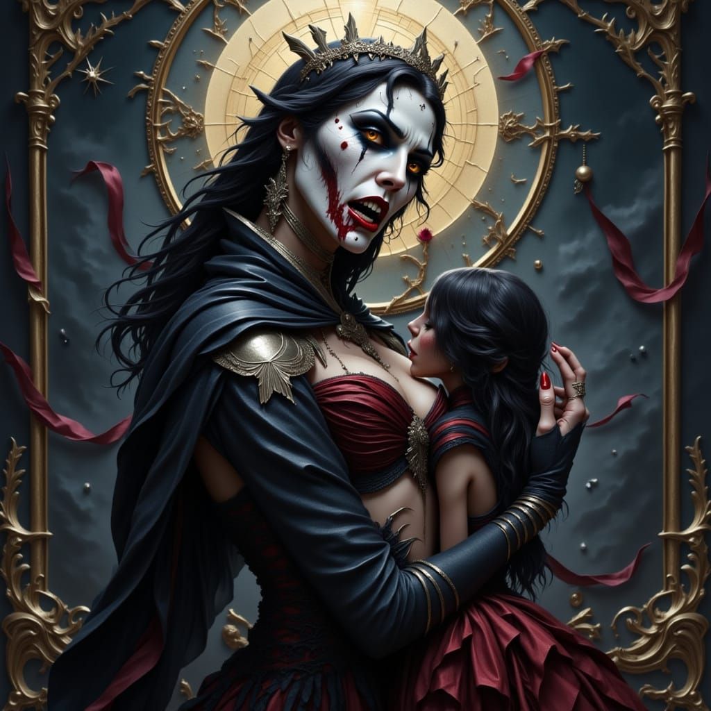 Vampire Portrait with Mandala and Pulp Textures