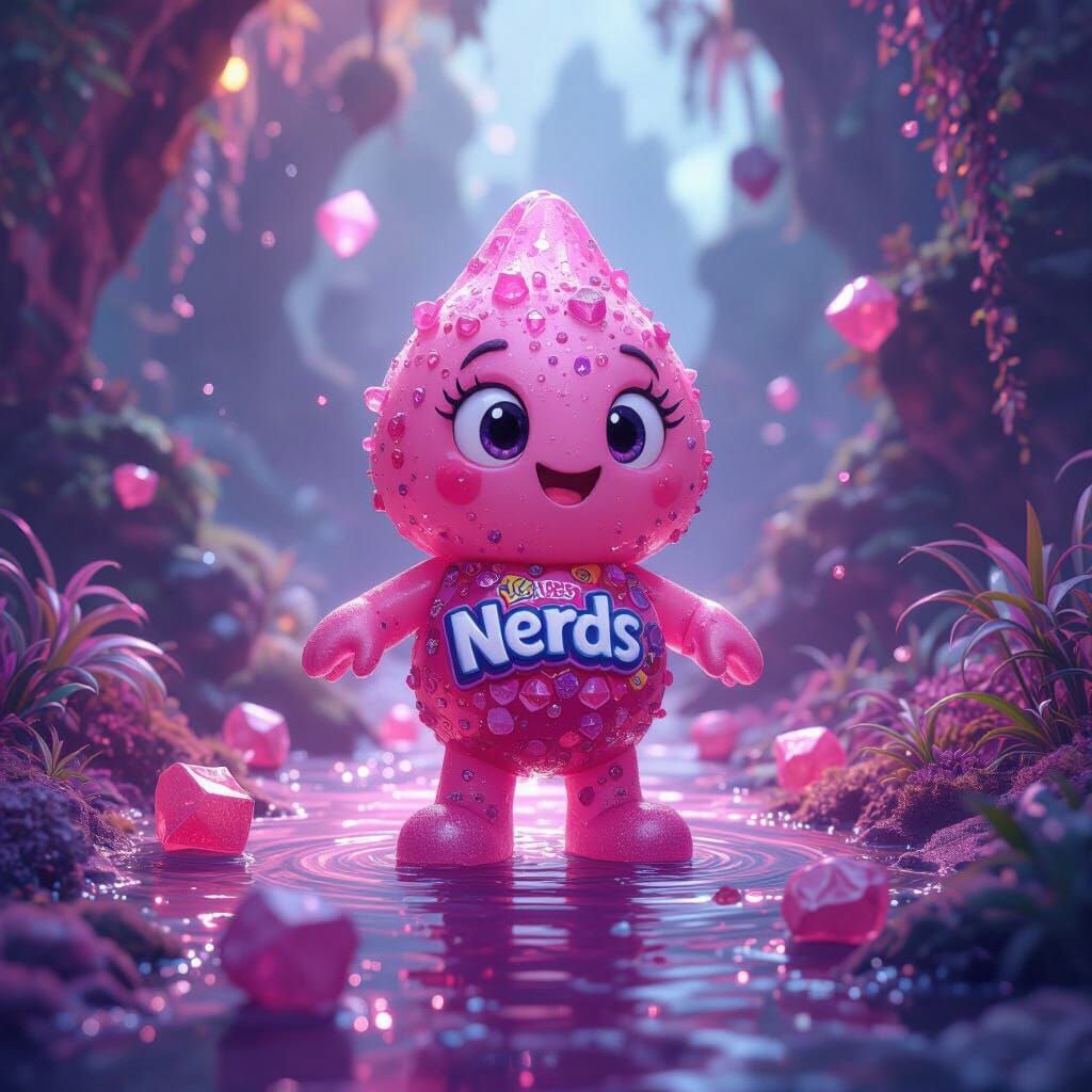 Fantastical Pink & Purple Diamond Candy Character Art