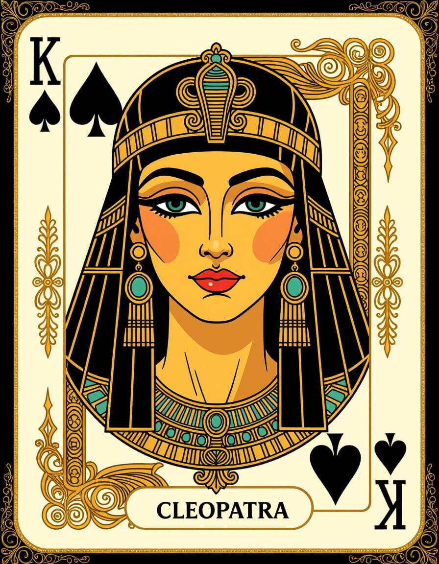 Cleopatra as King of Spades in Art Nouveau Style