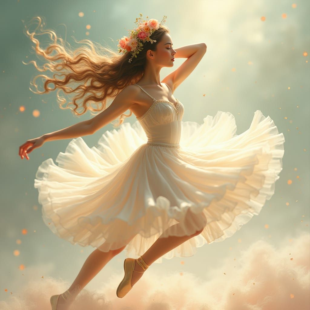 Ethereal Ballerina Portrait in Whimsical Disney Style