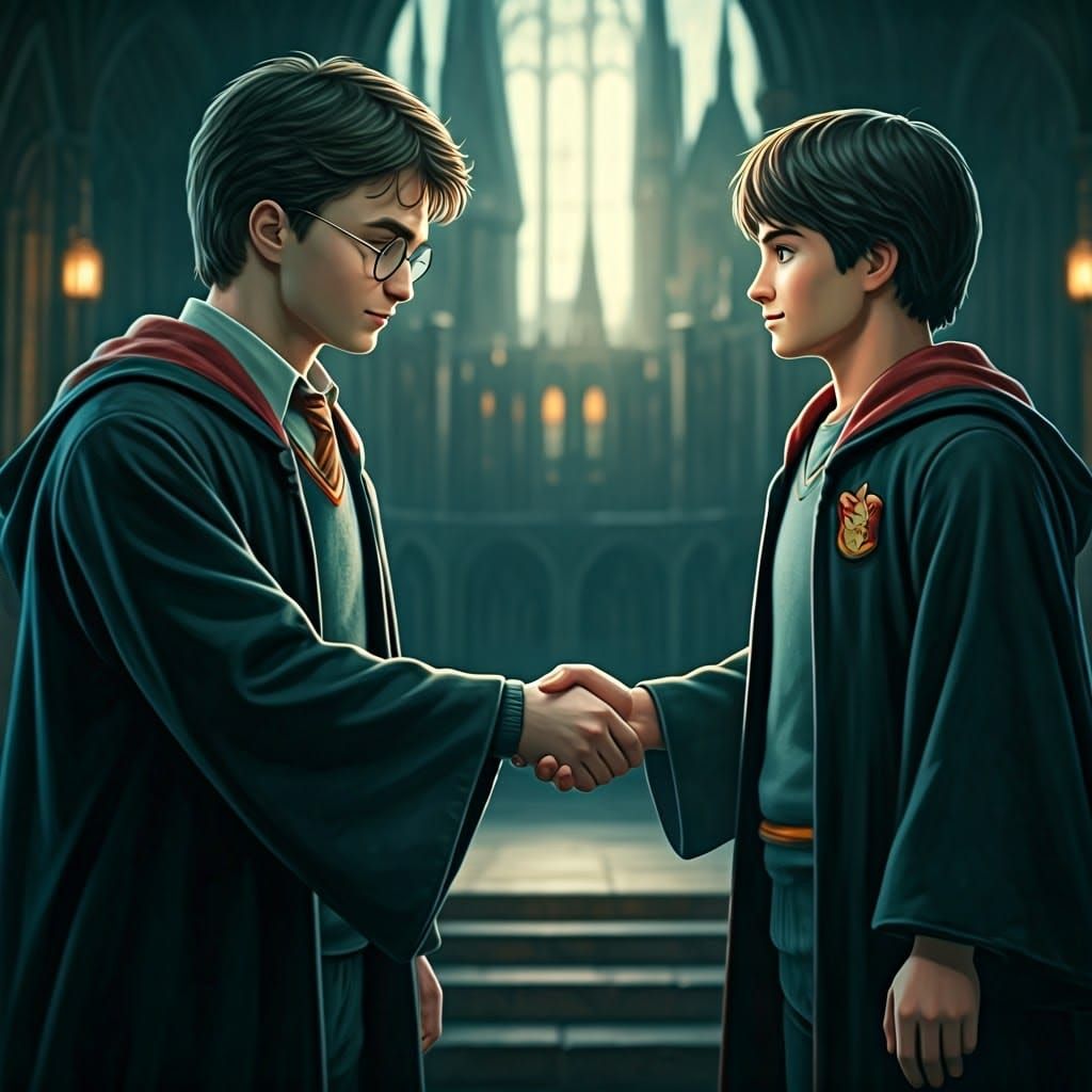 Whimsical Meeting Between Harry Potter and Playmobil Friend...