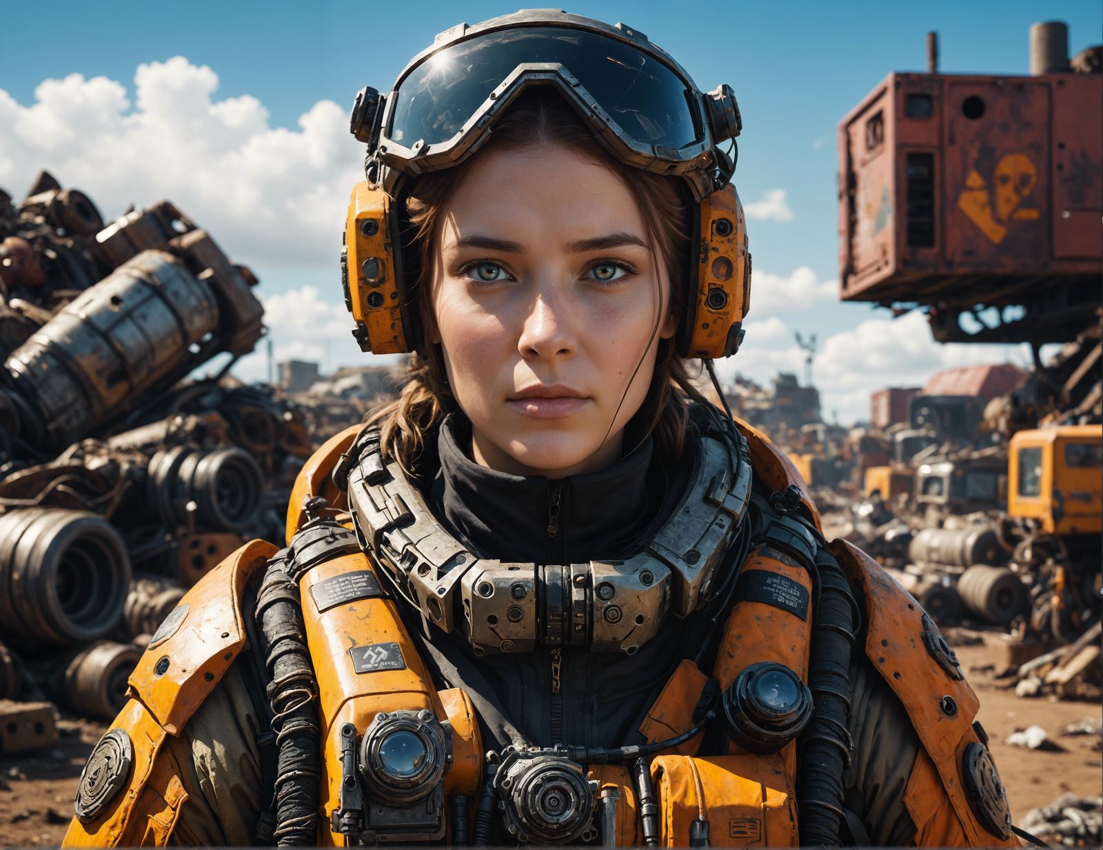 Sci-Fi Survivalist in Junkyard, Digital Portrait