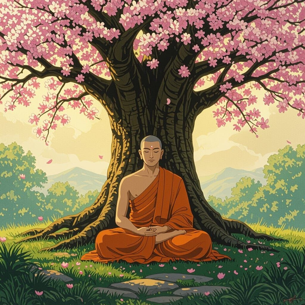 Siddhartha's Enlightenment Under the Bodhi Tree