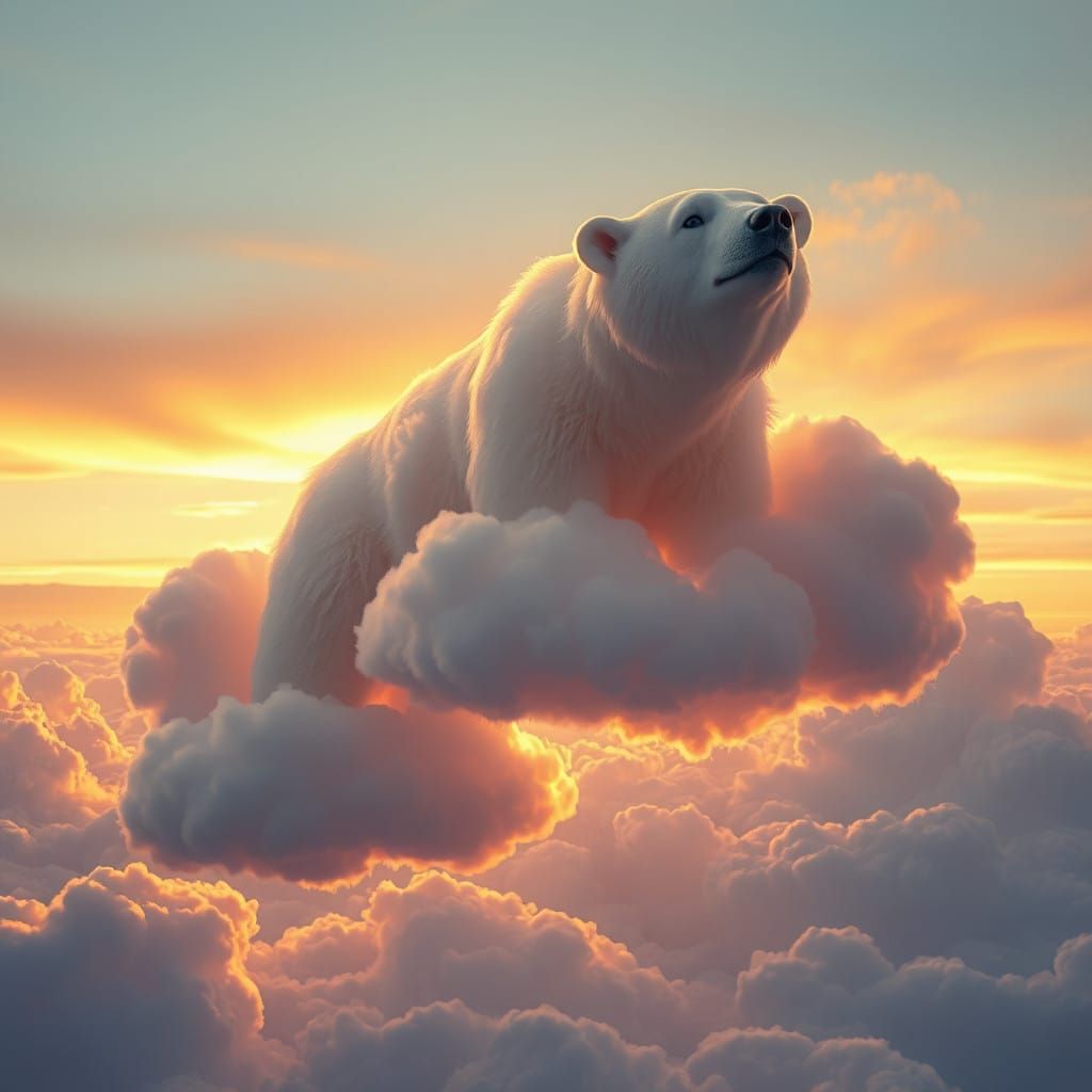 Majestic Cloud Polar Bears in a Sunset Sky