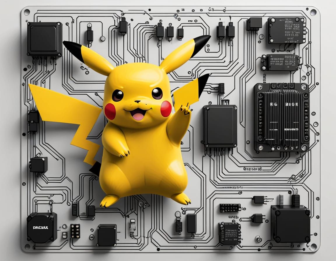 Pikachu Integrated into Electrical Circuit Diagram