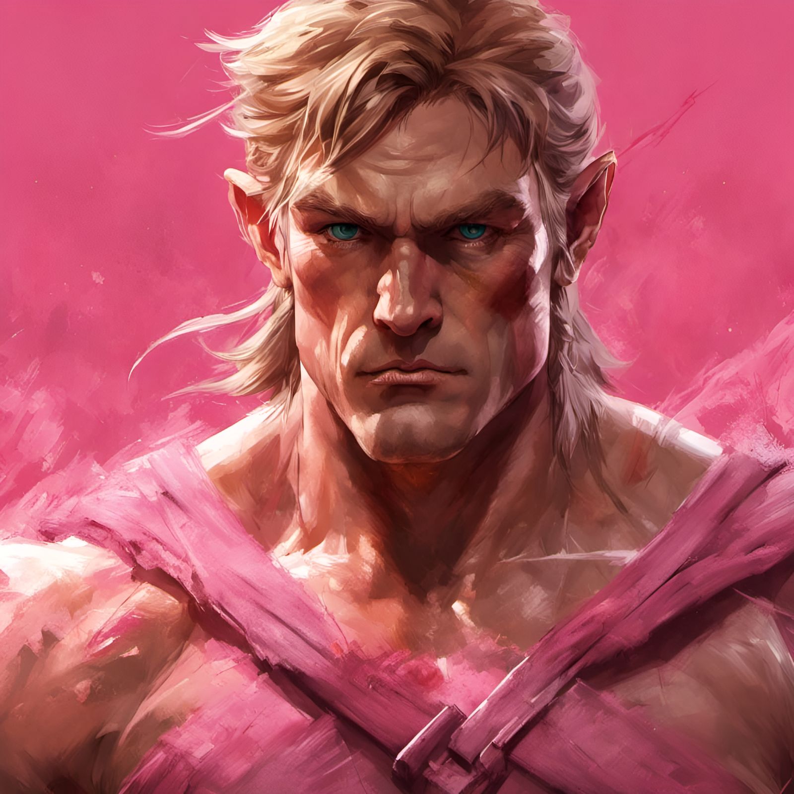 Muscular Link in Pink: Digital Illustration