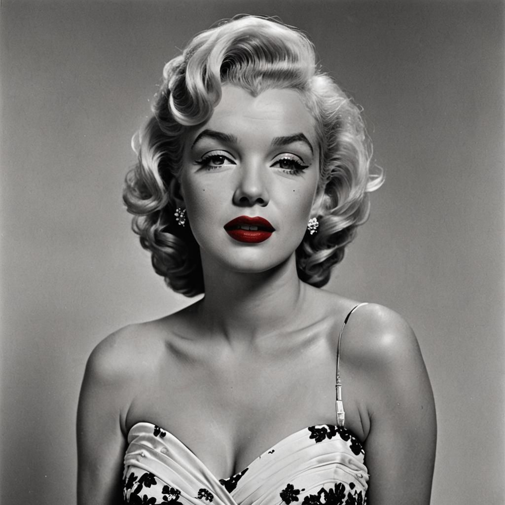 Marilyn Monroe Iconic Portrait with Red Accents