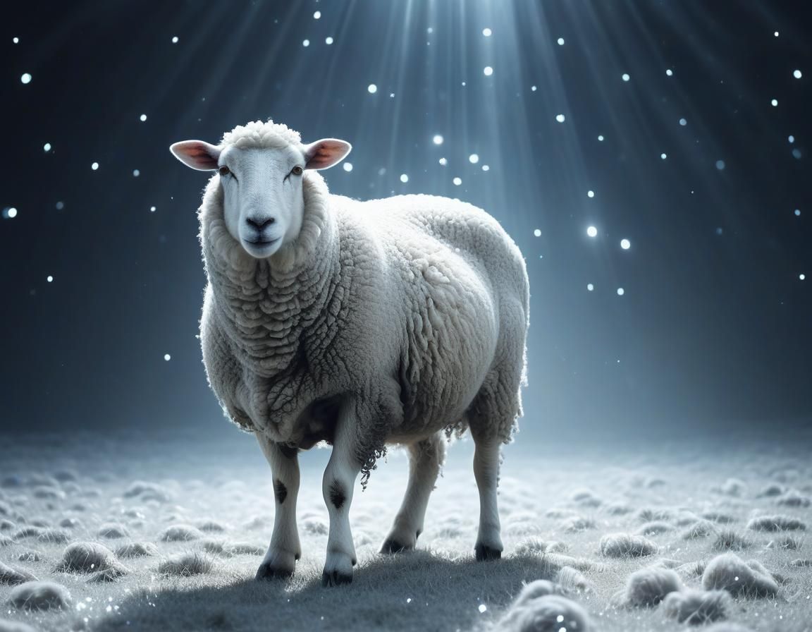 Ethereal Black Sheep in Abstract Surreal Art