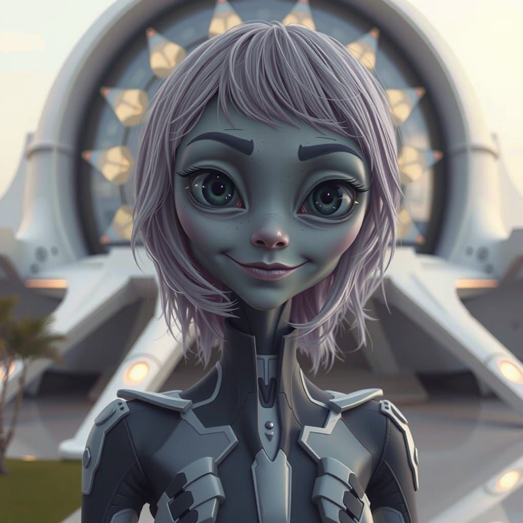 Gentle Alien Ambassador in Futuristic Setting