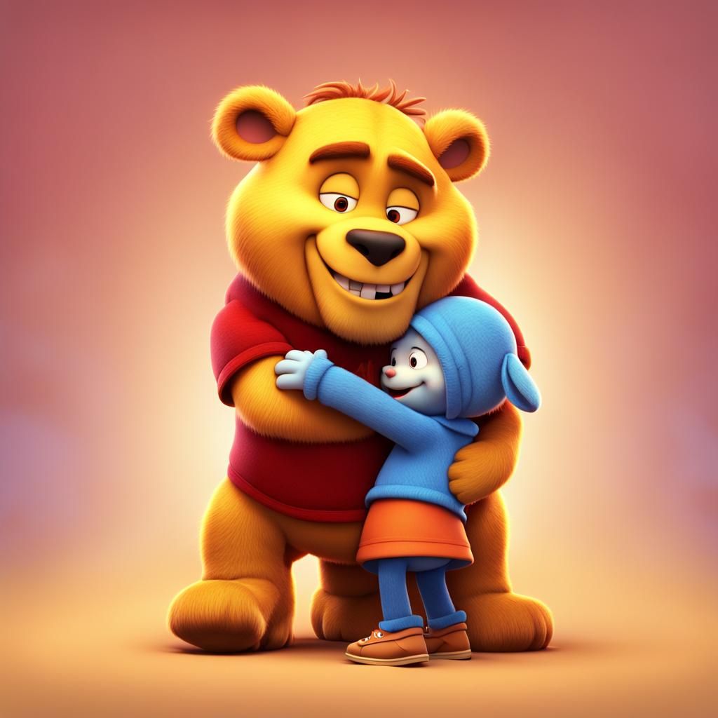 Maggie and Ferocious Beast Hug: Pixar Style 3D Art