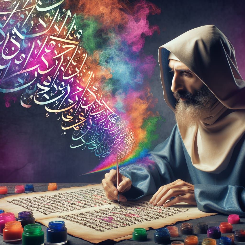 Medieval Monk Creates AI-Written Gothic Calligraphy