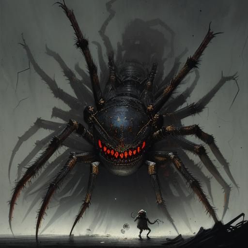 Horror Fat Spider Inspired by Doré