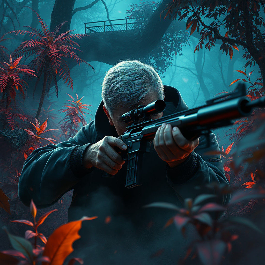 Sniper in Dreamlike Fantasy Landscape, Concept Art