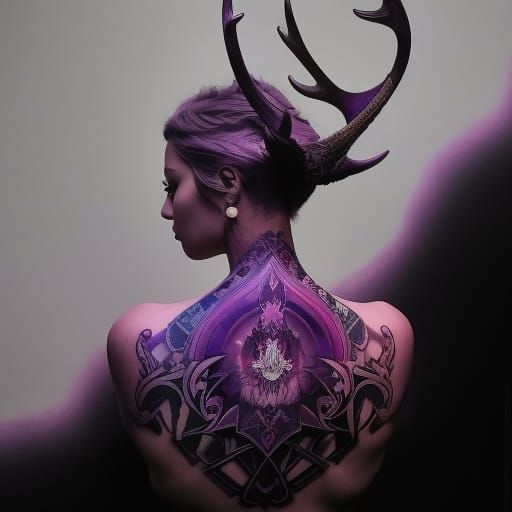Deer Head Dark Fantasy Anime Tattoo Design