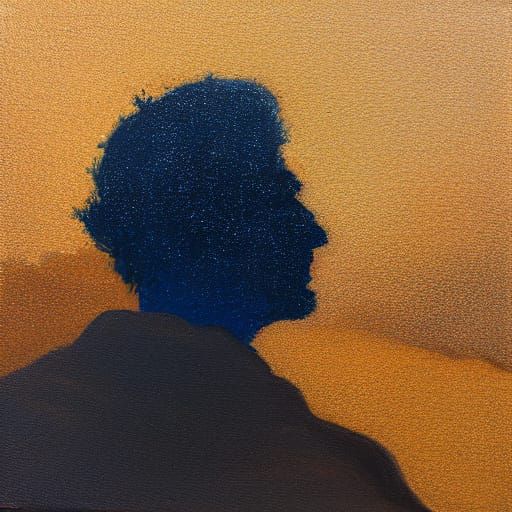 Man in Desert with Swirling Dust, Oil Painting