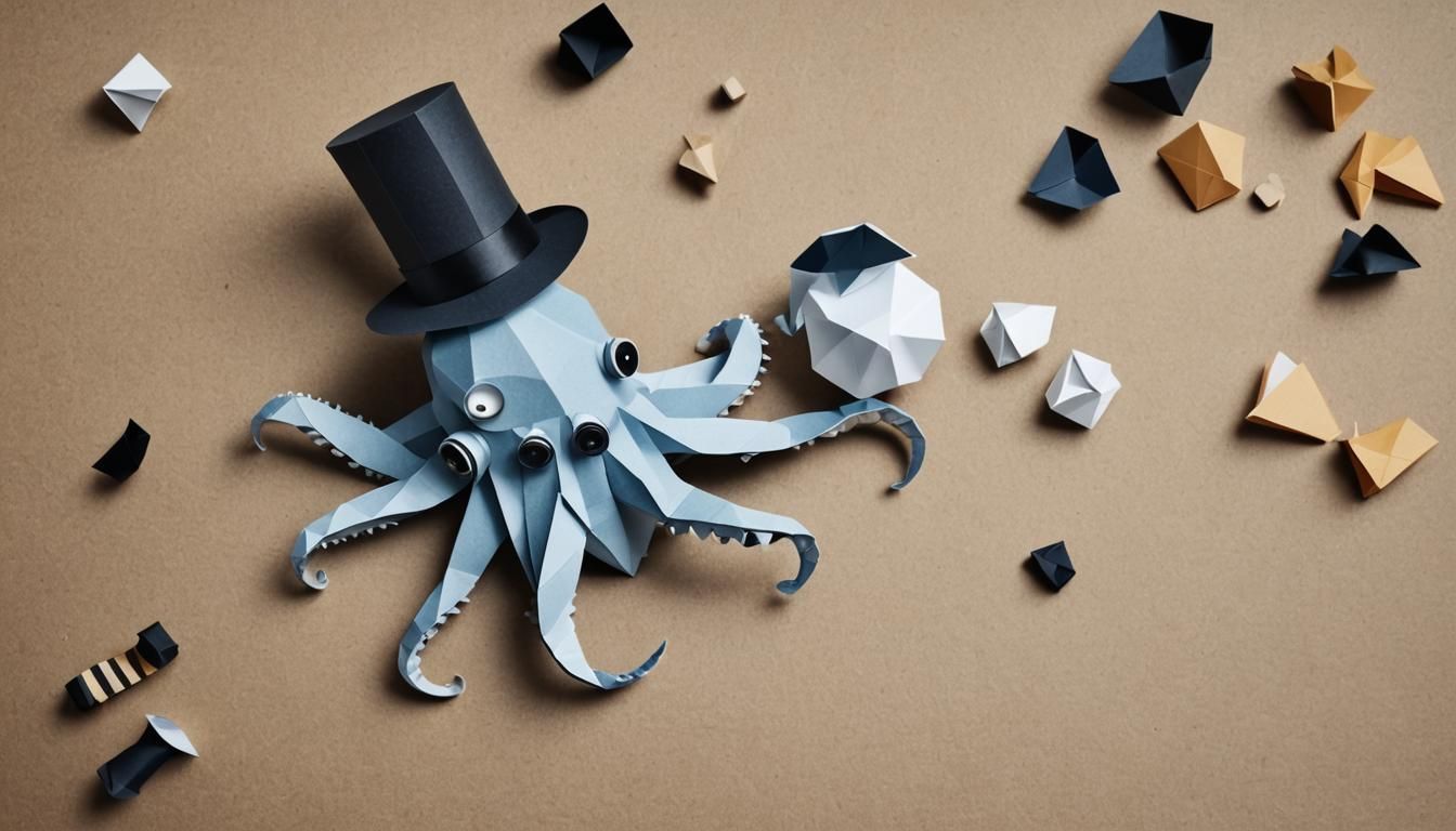 Octopus with Googly Eyes in Origami Style