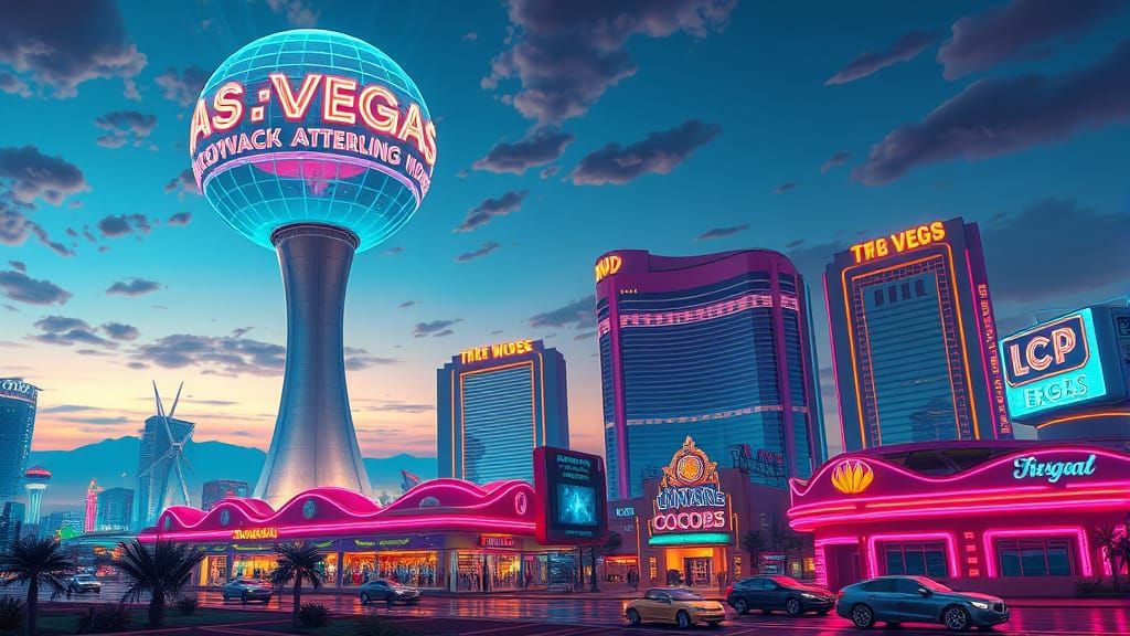 Futuristic Las Vegas at Dusk in Cyberpunk Style