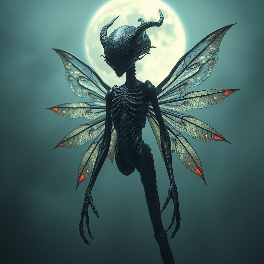 Alien Fairy Hybrid in Hyperrealistic Biomechanical Style