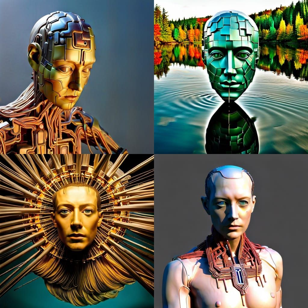 Transhumanist Narcissus Surrealist Sculpture