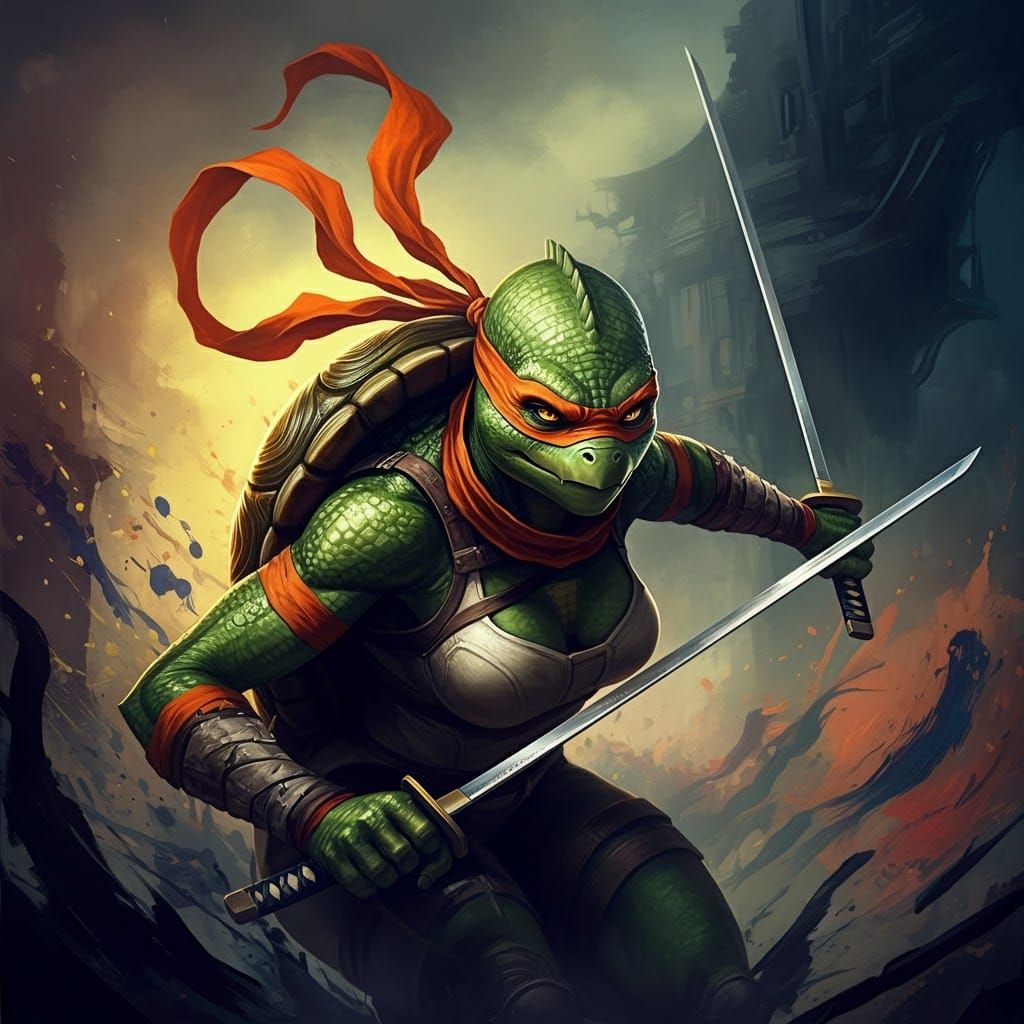 Female Leonardo Ninja Turtle with Katanas