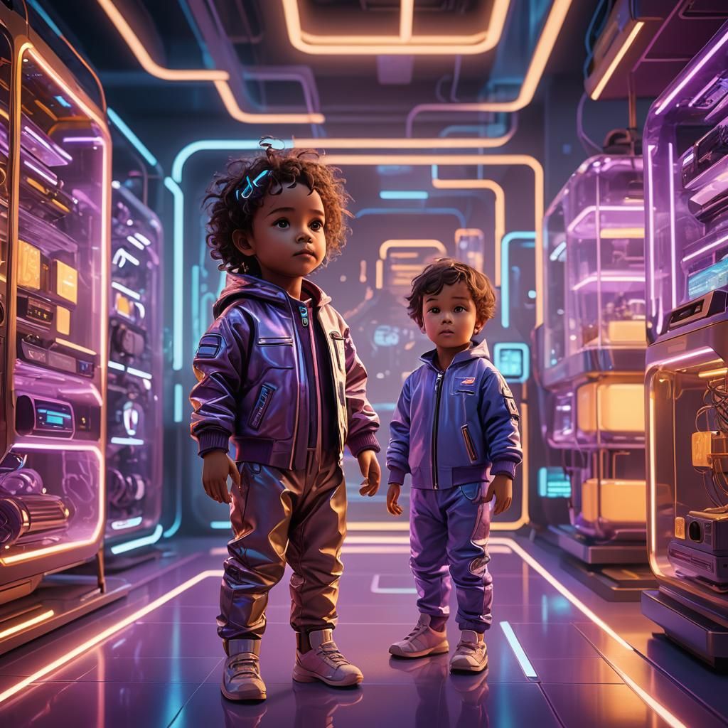 AI-Created Child in Futuristic Nursery