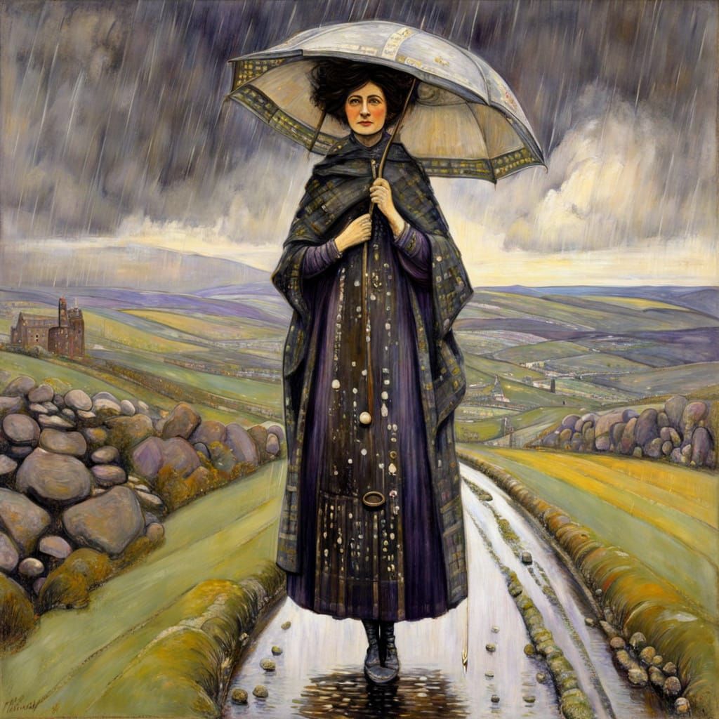 Emmeline Pankhurst in Raining Scottish Highlands