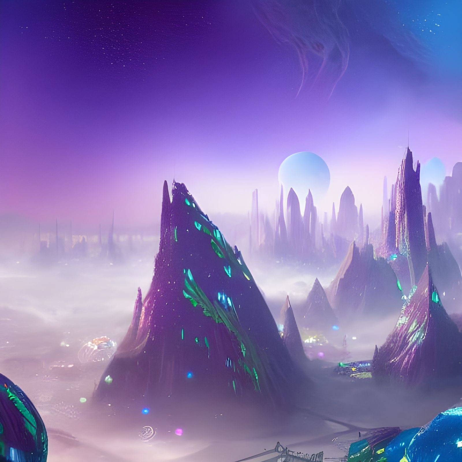 Galaxy City Encapsulated in Glittery Forcefield