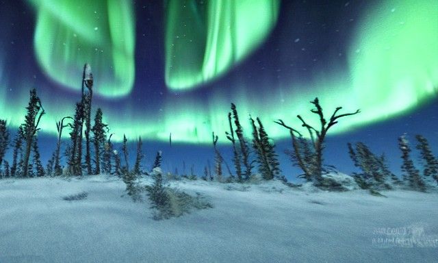 Creepy Photorealistic Aurora Borealis Over Frozen Tundra