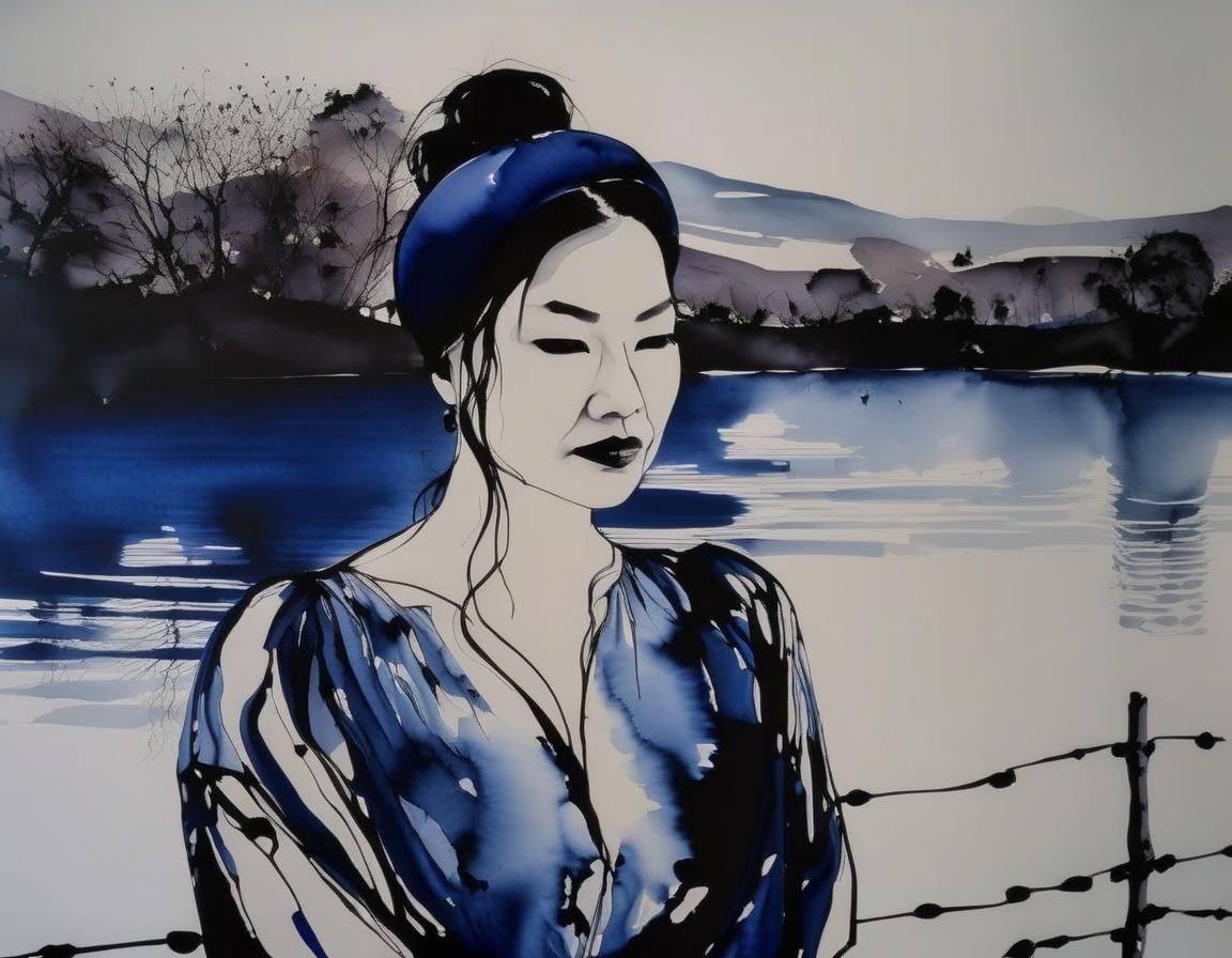 Woman by Lake: A Captivating Close-Up