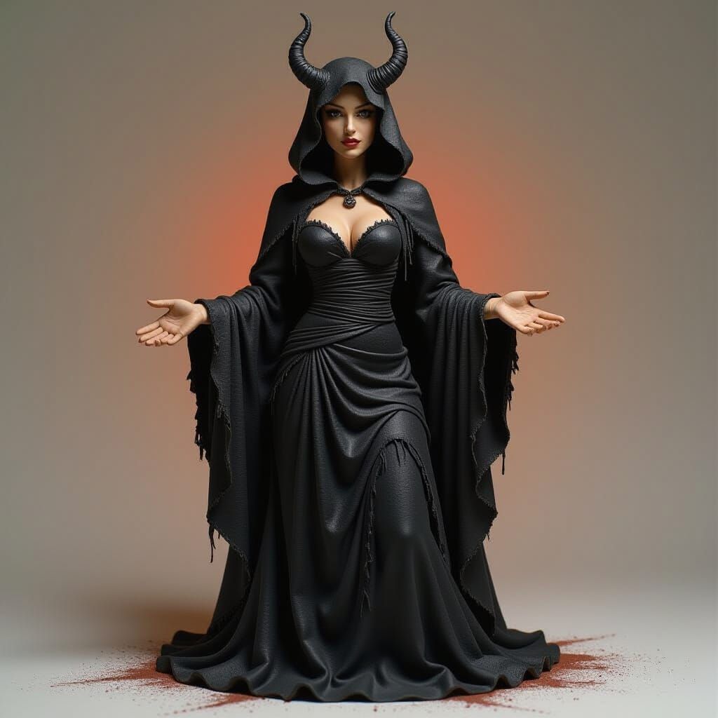 Demonic Clay Woman in Hellish Dark Fantasy Style