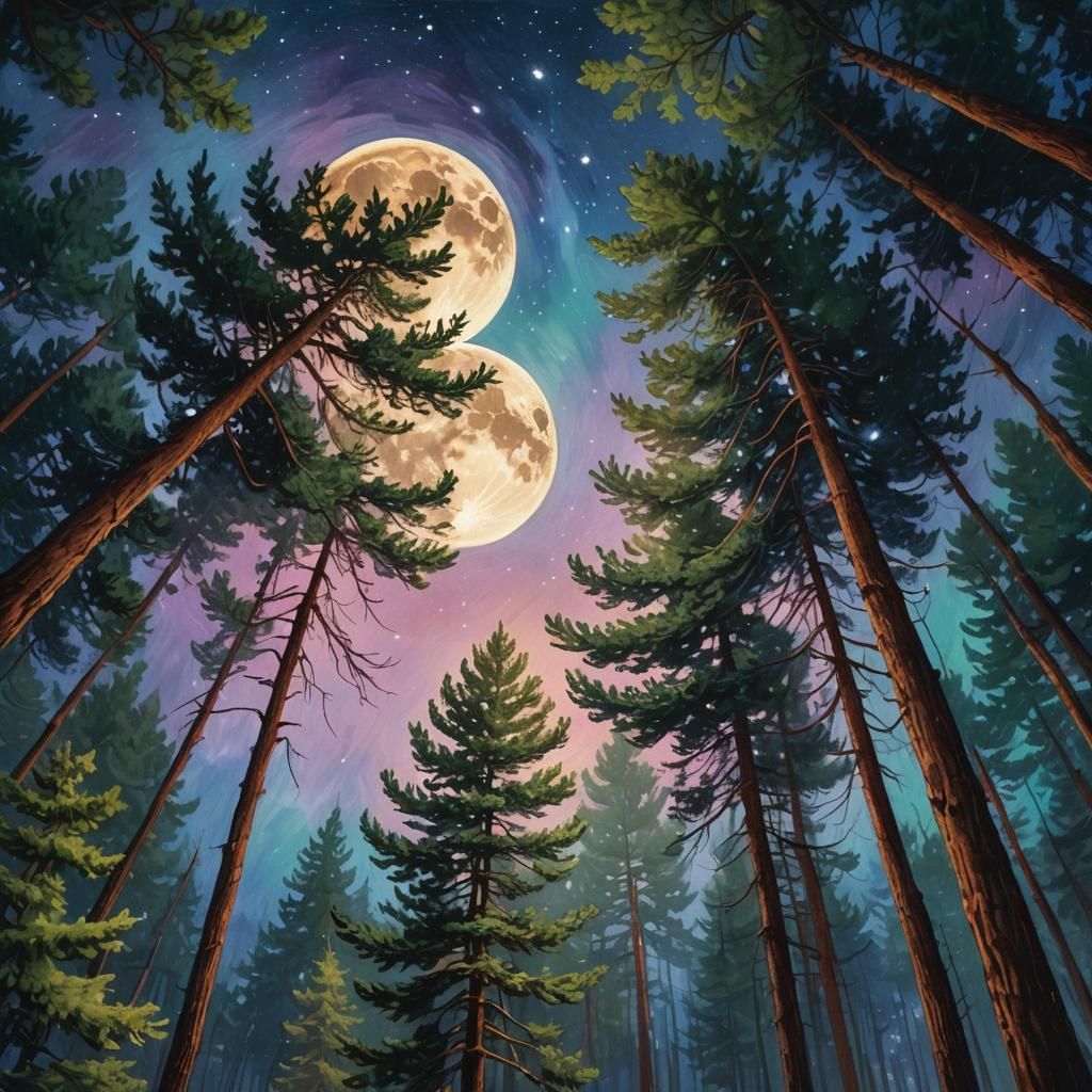 Magical Moonlit Forest in a Dreamy Landscape