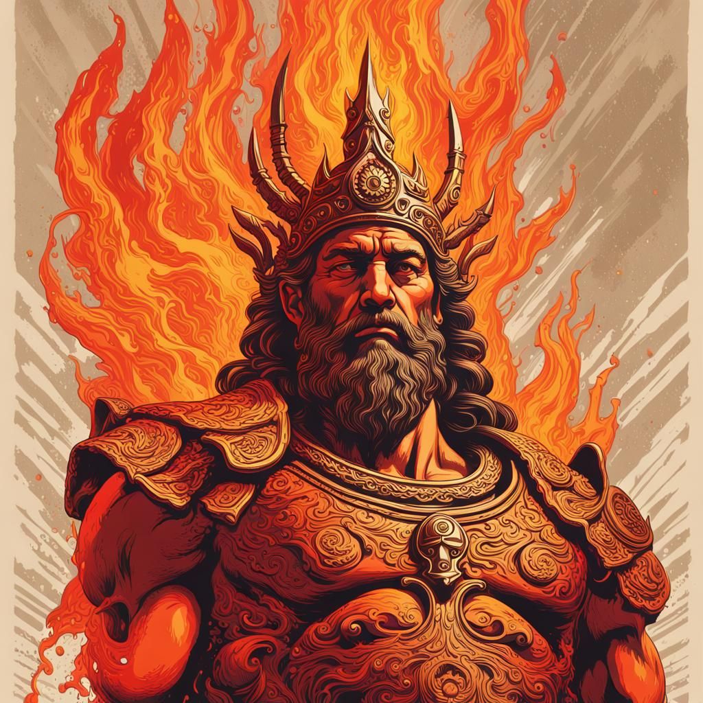 Vintage Poster Screenprint of Fire God