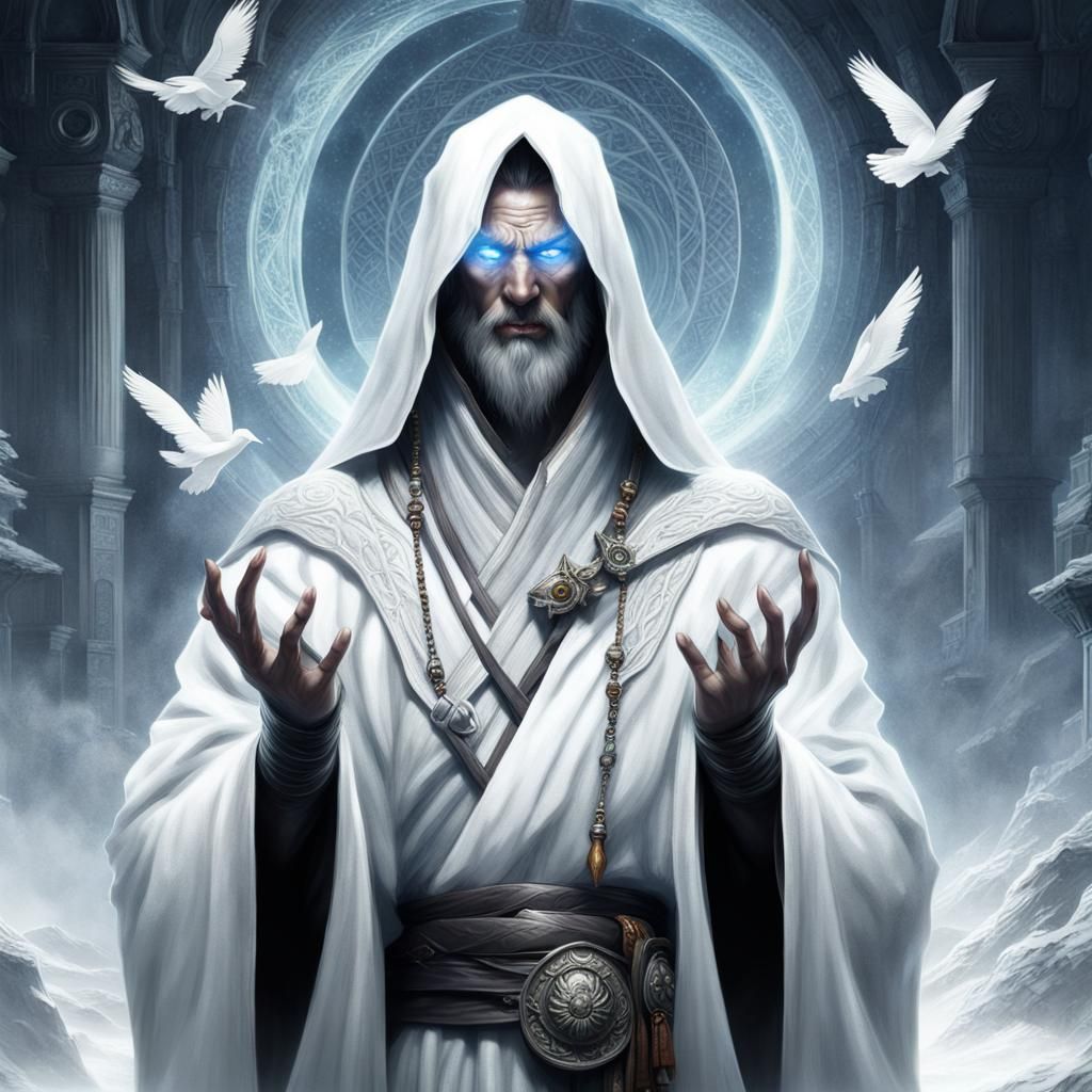 D&D Monk in White Robes: Digital Matte Painting