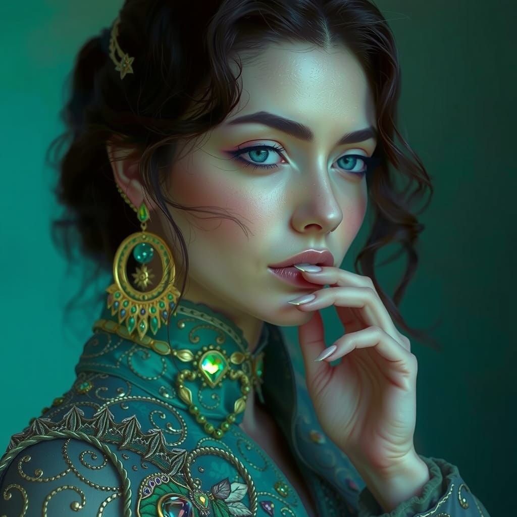 The Emerald Enchantress in Contemplative Repose