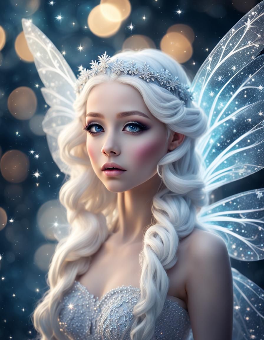 Enchanting Ice Fairy with Glittering Wings