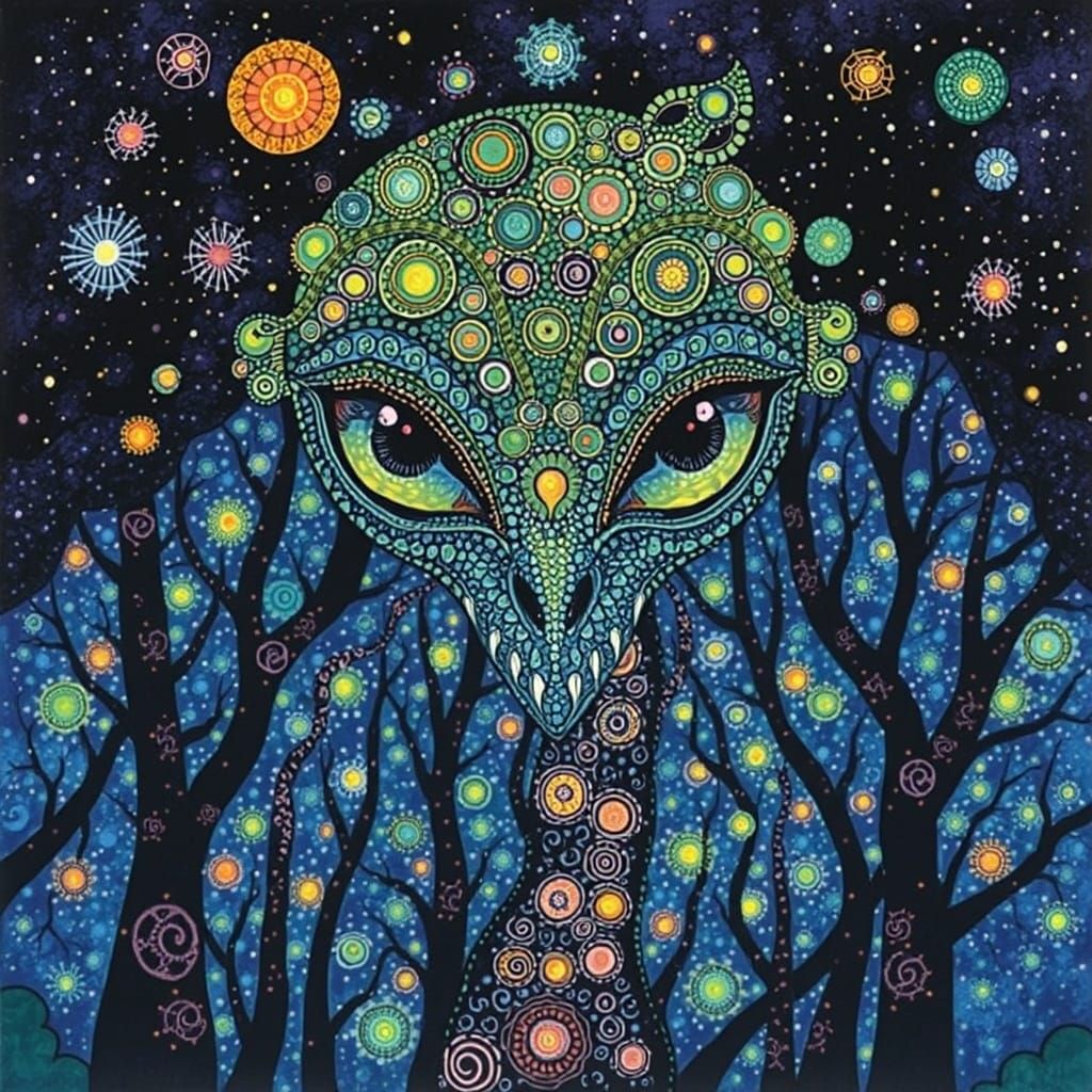 Ethereal Alien Portrait in Bioluminescent Forest