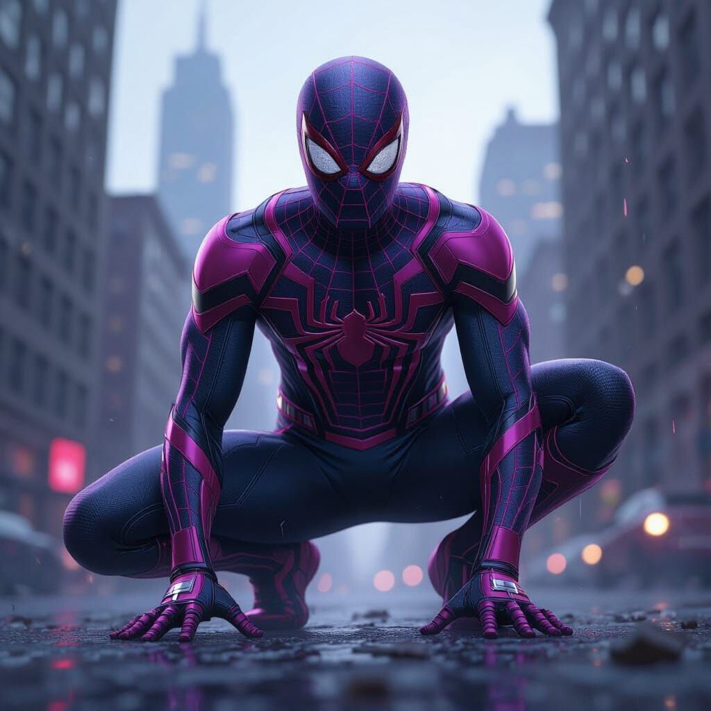 Spider-Man in Upgraded Suit, Comic Art Style