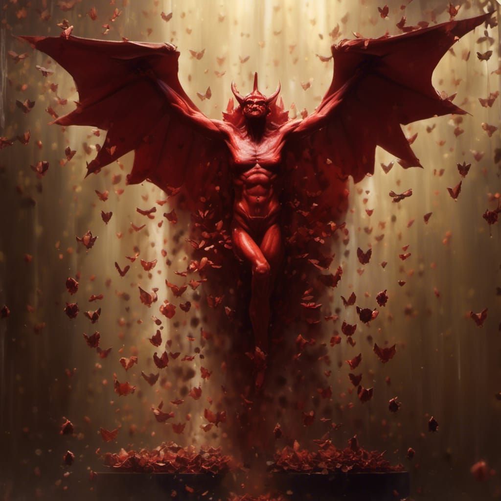 Lilith Demon Falls from Heaven: Origami Paper Art