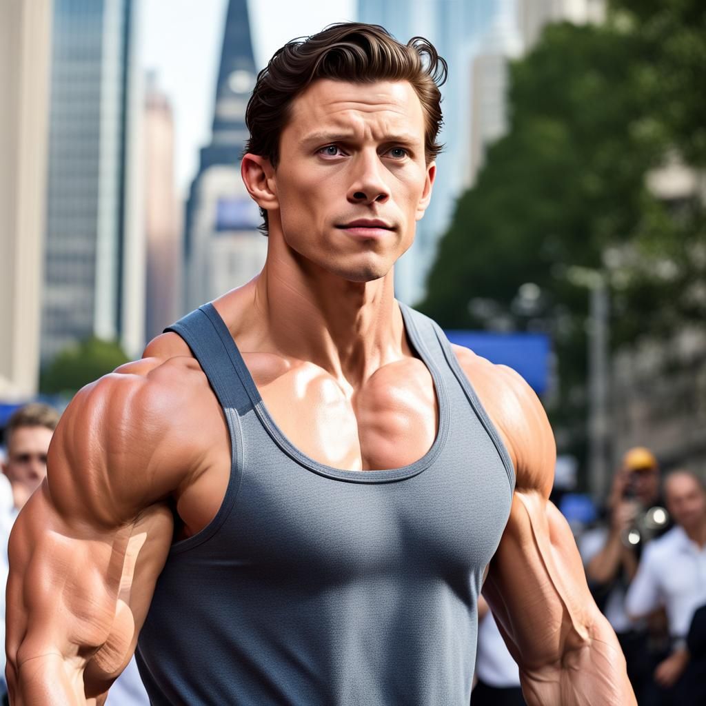 Gigantic Muscular Man in Hyperrealistic Splash Art