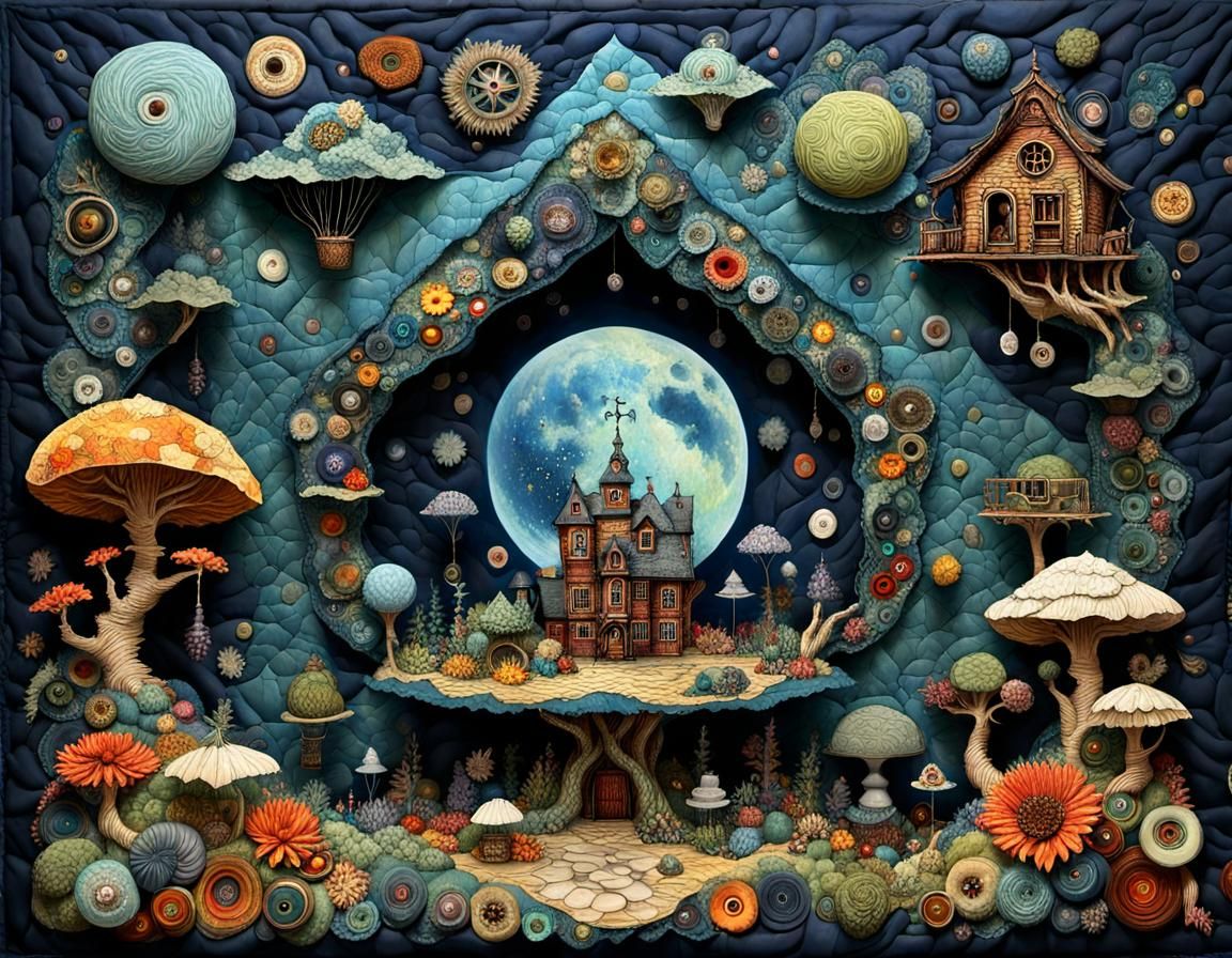 Mixed Media Quilt: Comedy, Tragedy, and Maze